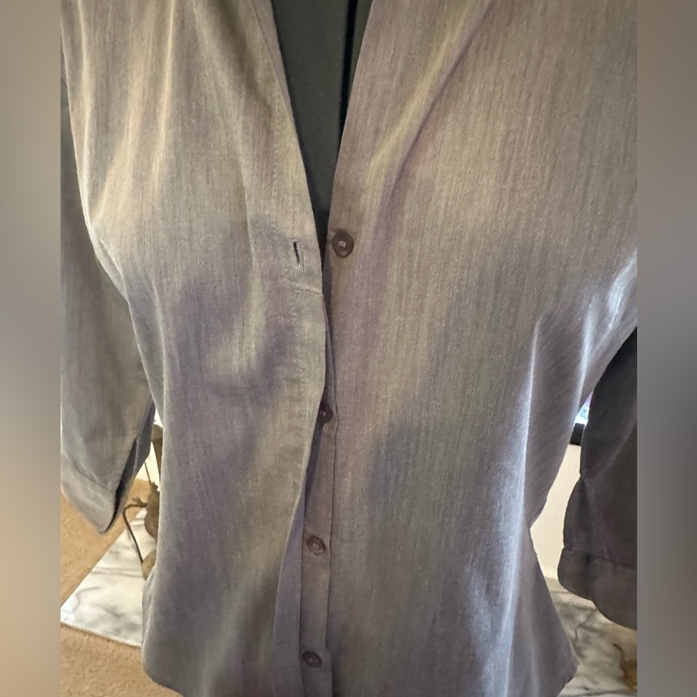 Silver/Gray Button-up Business Blouse - Size M